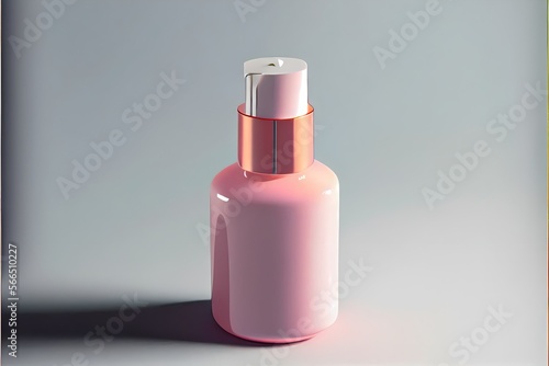 bottle mockup of pink perfume isolated on pink    generative ai  isolated pink 3d bottle  makeup container  liquid for clean  dispenser  gel  skin