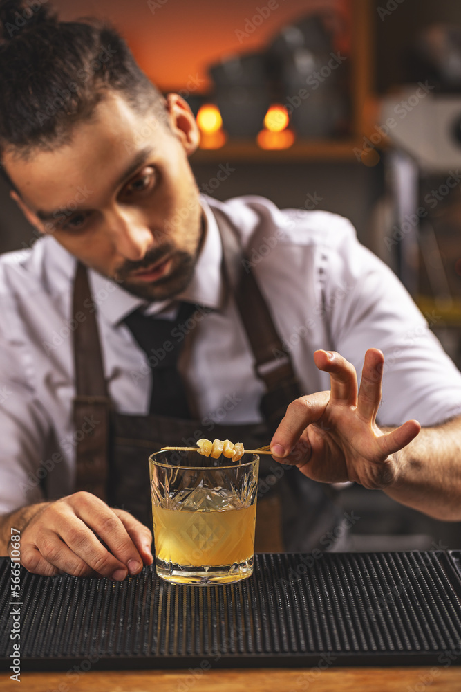 Bartender decorate glass Bartender decorate glass