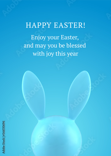 Wallpaper Mural Happy Easter 3d greeting card blue bunny head long ears design template realistic vector Torontodigital.ca