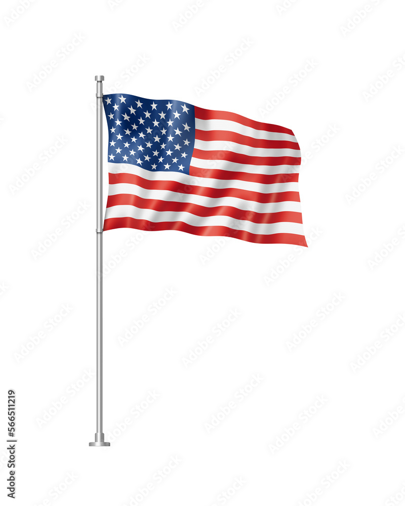 United States flag isolated on white - obrazy, fototapety, plakaty 