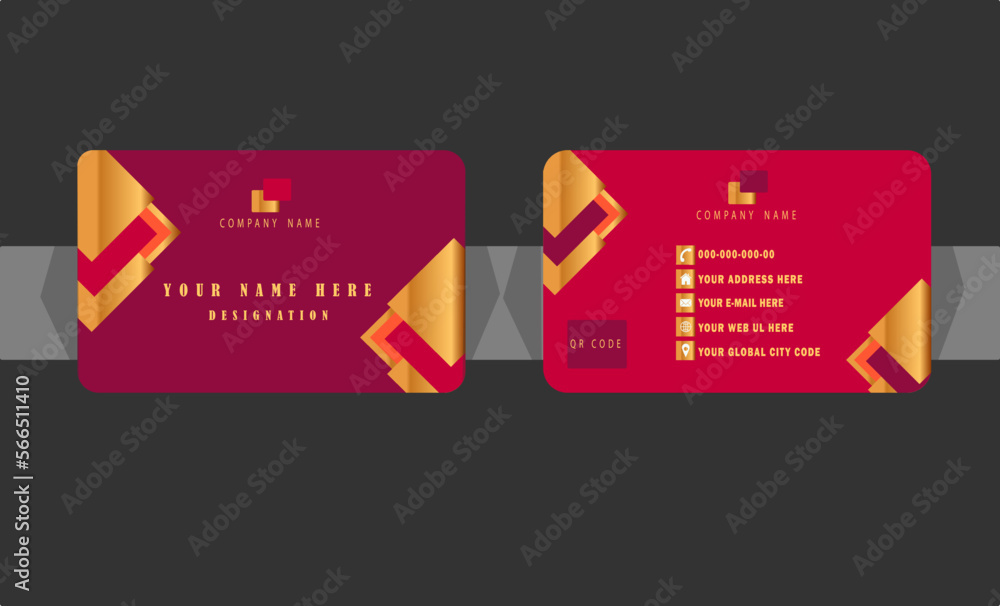 Jam color, magenta color and golden color professional business card