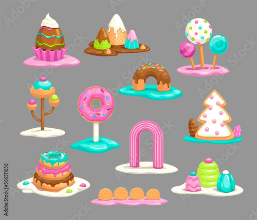 Sweet fantasy objects for candy land decor photo
