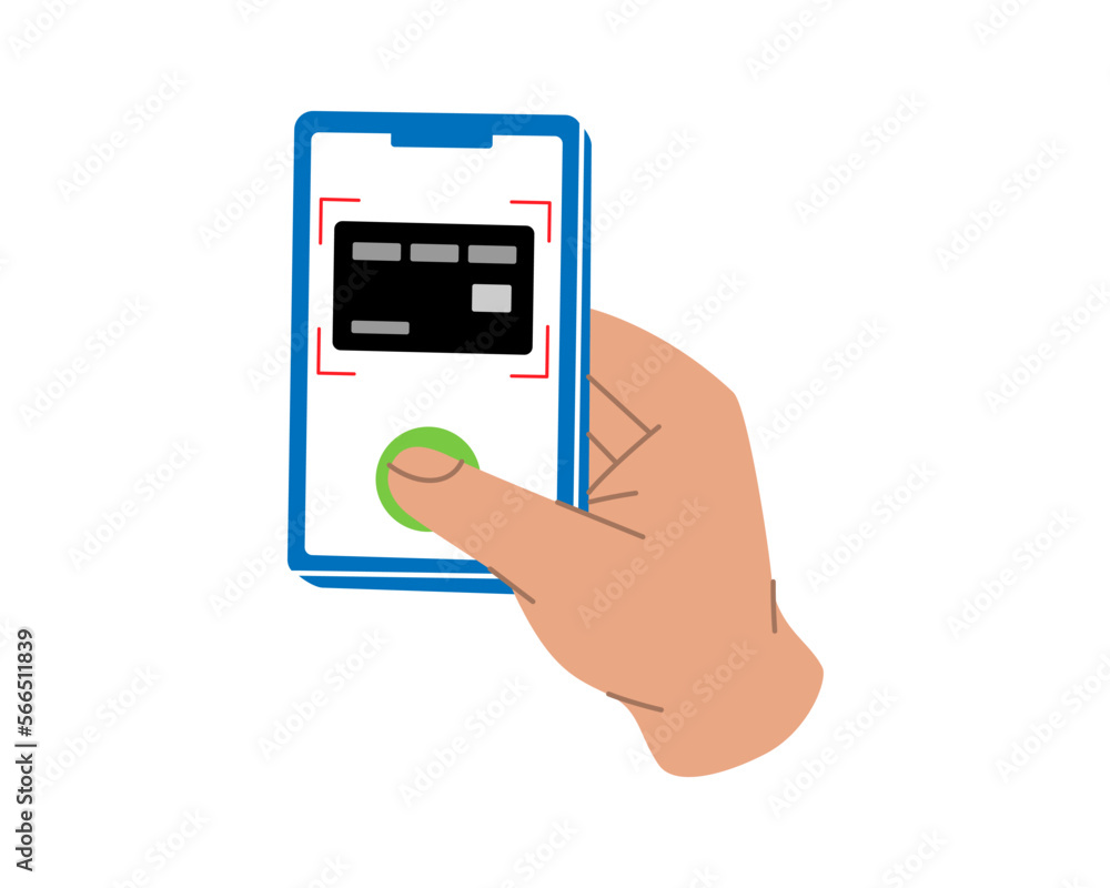 Card scanning for banking e-payment. Smartphone with online payment. Mobile banking app. Paying by NFC function. Wireless contactless NFC payments.