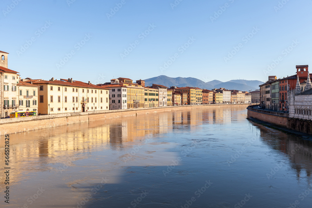 Lungarno view in the city of Pisa