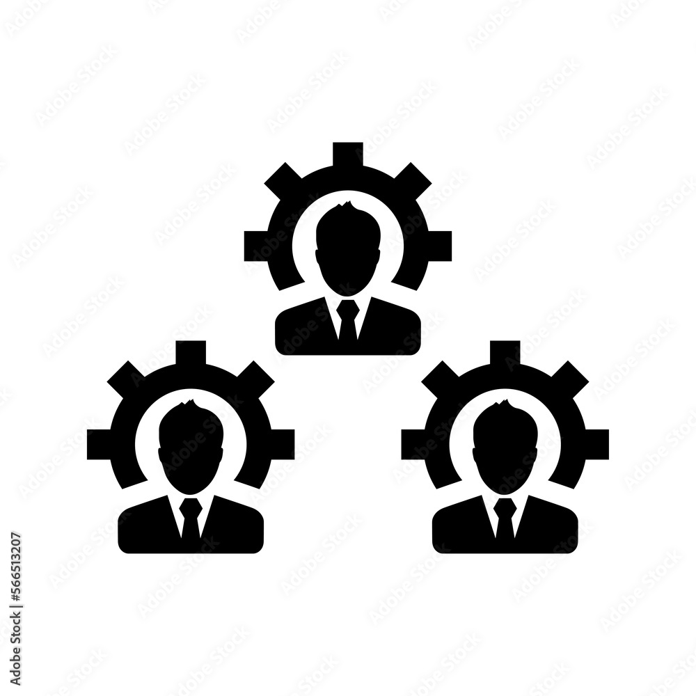 Employee Management icon. Black vector design. Employee Management icon. Black vector design.