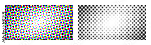 Glitch pop art background dotted pattern texture vector image vivid retro effect, comic fun pink black blue dots overlay halftone, polka half tone gradient noise frame popart design background graphic