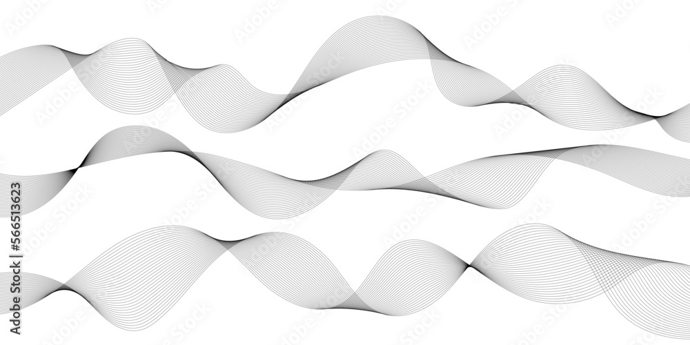 Abstract wave digital element for design. Curved wavy line design element set Abstract wave digital element for design. Curved wavy line design element set