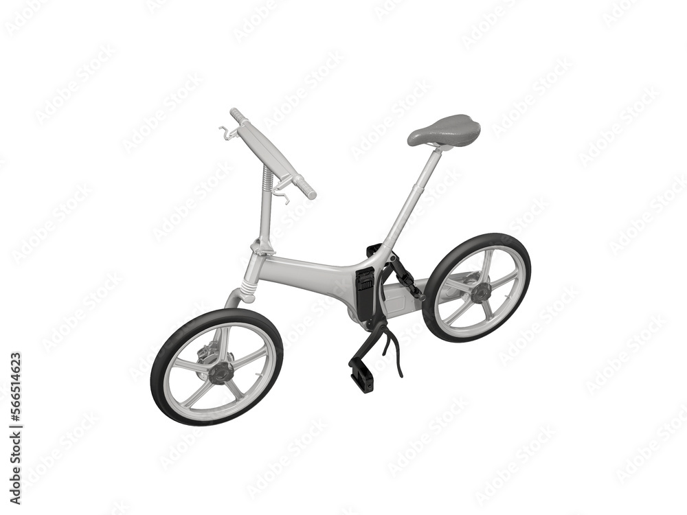 3D illustration of electric bicycle transformer for the city on white background no shadow 3D illustration of electric bicycle transformer for the city on white background no shadow