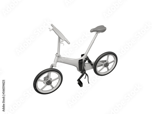 3D illustration of electric bicycle transformer for the city on white background no shadow