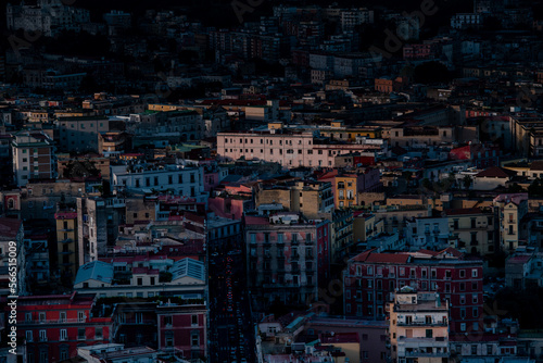 Summer sunset panoramic city view of Napoli, Italy 