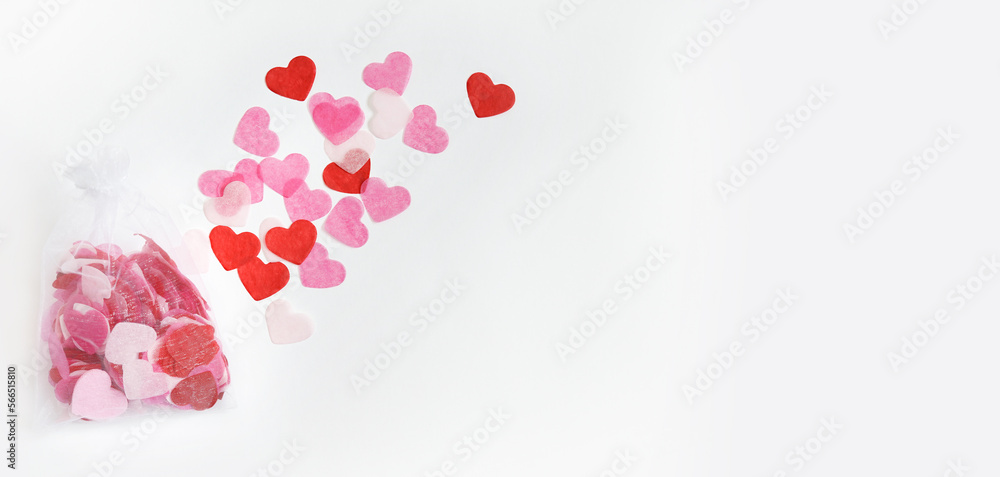 white background with hearts. happy valentine's day greeting card. Love and relationships concept. Copy space