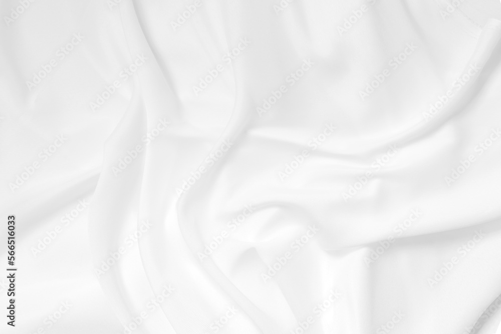 Fototapeta premium Soft focus white smooth ripple linen fabric on detail texture background