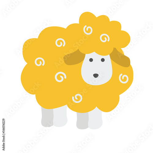 Cute little lamb in a flat cartoon style. Vector illustration photo