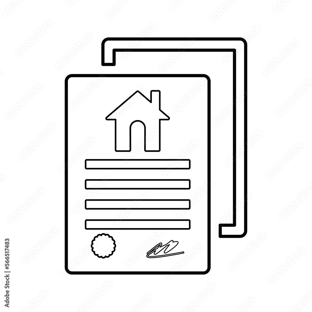 Real state property document outline icon. Real state property document outline icon.