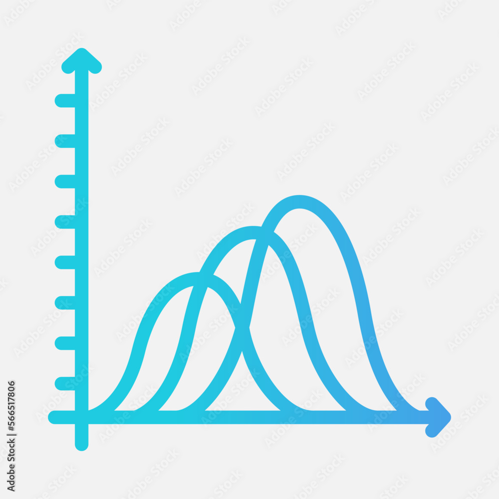 Wave chart icon in gradient style, use for website mobile app presentation