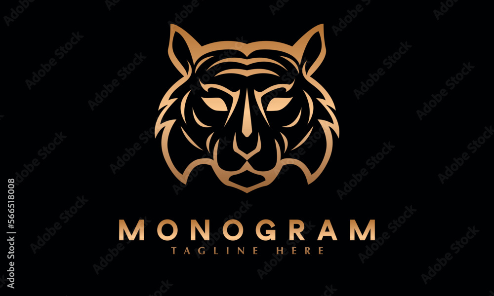 Tiger face wildlife animal icon abstract monogram vector logo template