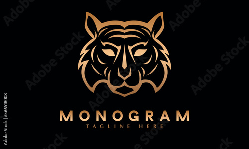 Tiger face wildlife animal icon abstract monogram vector logo template