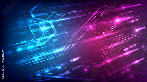 Virtual reality futuristic technology and circuit board. Futuristic Sci-Fi interface. Digital computer infographic of engineer. Data science. Placeholder, landing page. Abstract technology background