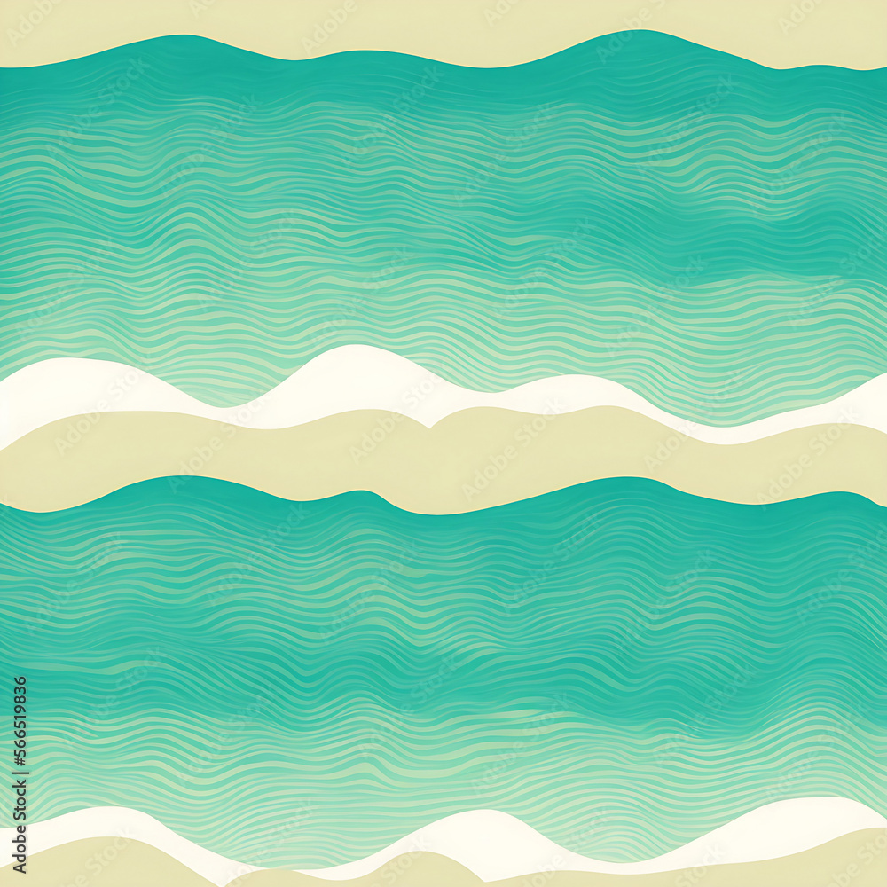 Seamless waves on the beach pattern. Background. Generative AI Seamless waves on the beach pattern. Background. Generative AI