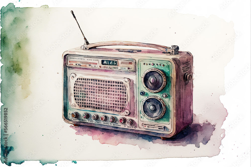 World Radio Day February 13. Retro vintage radio. Music nostalgia. Vintage colorful background. AI generative