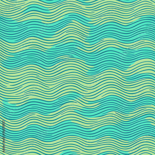 Seamless waves on the beach pattern. Background. Generative AI