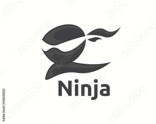 Simple silhouette head cartoon ninja logo symbol design template illustration