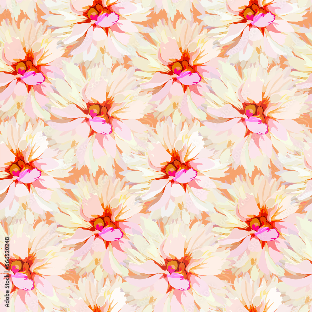 Fototapeta Vector pattern flower peony. Flowers illustration. Peony bud.