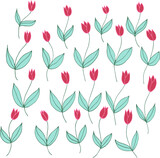 Blooming tulips. Vector illustration. Simple flower illustration of tulips.