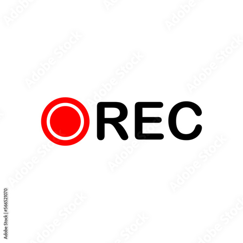 Red dot recording sign, rec. Recording sign button icon vector illustration
