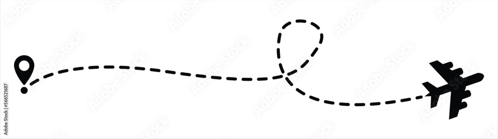 airplane line path route icon, vector illustration airplane line path route icon, vector illustration