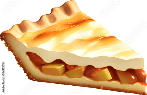 Apple Pie Slice Isolated Hand Drawn Painting Illustration