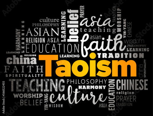 Taoism refers to a school of philosophical thought, word cloud concept background