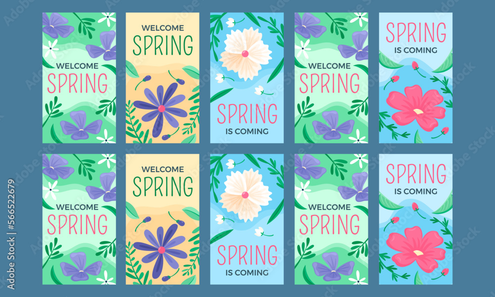 happy spring big sale day social media stories vector flat design