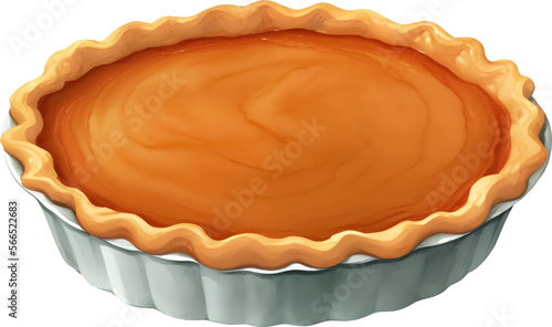 Pumpkin Pie Isolated Hand Drawn Painting Illustration