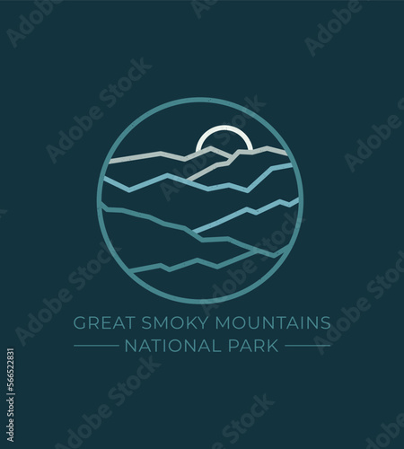 Great Smoky Mountains Vector illustration line Art style for t-shirt, logo and more