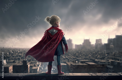 Vászonkép A child in a superhero costume