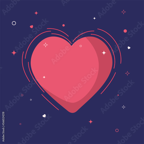 Pink heart. Wallpaper. The screensaver. A beating heart on a blue background.