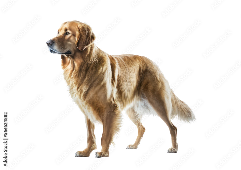 Golden retriever dog isolated on white, generative ai, png Golden retriever dog isolated on white, generative ai, png