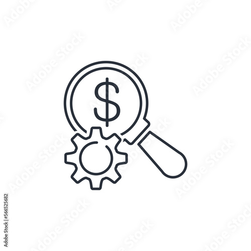 Economic, financial research. Vector linear icon isolated on white background.