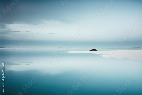 Minimalist blue shores, blue ocean.