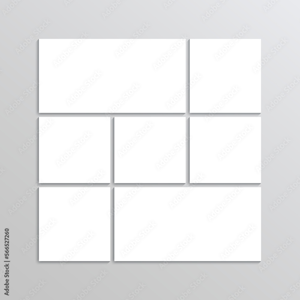 Gallery banner. Moodboard template. Photo collage square layout. Mood board background. Mosaic picture frame. Scrapbook grid. Portfolio images mockup. Album brandboard. Vector illustration Gallery banner. Moodboard template. Photo collage square layout. Mood board background. Mosaic picture frame. Scrapbook grid. Portfolio images mockup. Album brandboard. Vector illustration