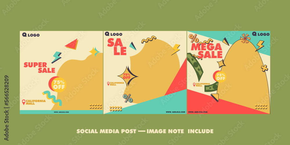 Obraz premium social media template design geometric shape
