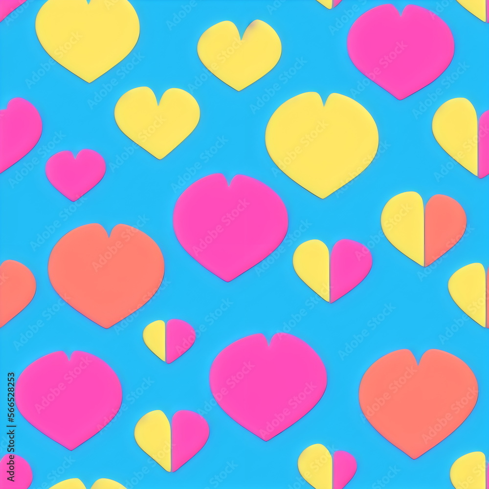 Pastel heart like shapes, seamless hearts pattern, tileable Valentine texture asset, part of Hearts_Textures_Collection, Generative AI