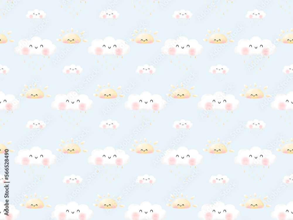 cute cloud and sun seamless pattern background cute cloud and sun seamless pattern background