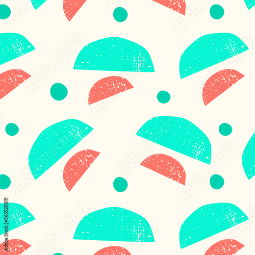 Abstract pattern with geometric shapes watermelons. Red and blue on white background. Great background for your summer design.