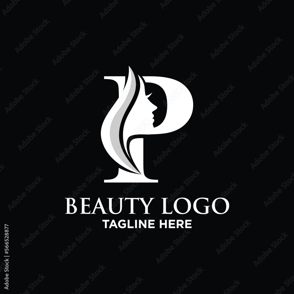 Obraz premium Letter P Beauty Face Logo Design Template Inspiration, Vector Illustration.