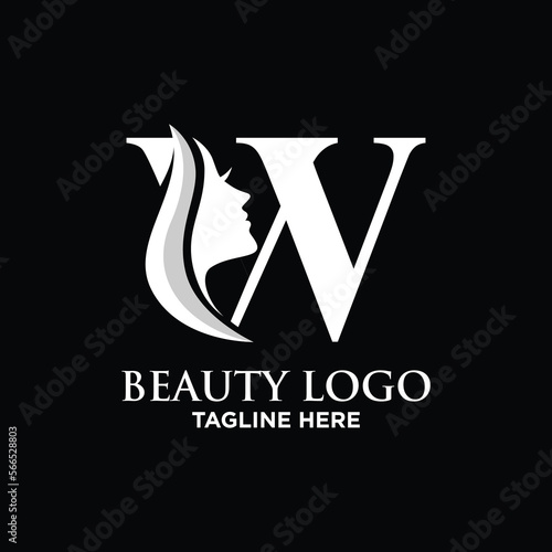 Letter W Beauty Face Logo Design Template Inspiration, Vector Illustration.