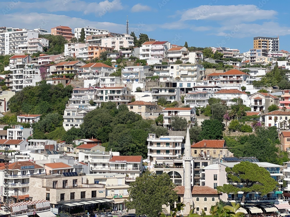 Panorama of the old town of Ulcinj in Montenegro.