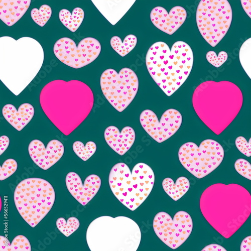 Colorful hearts in style of children drawing, seamless hearts pattern, tileable Valentine texture asset, part of Hearts_Textures_Collection, Generative AI