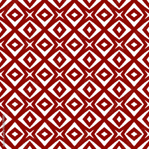 Ethnic hand painted pattern. Maroon symmetrical